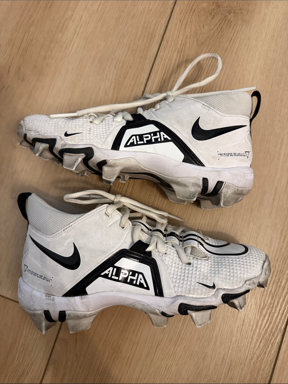 Nike Youth Alpha White and Black Soccer Cleats